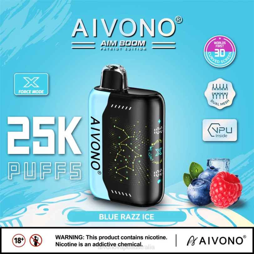 Aivono AIM BOOM 25000 Blue Razz Ice - T86D6345 Aivono Puffs