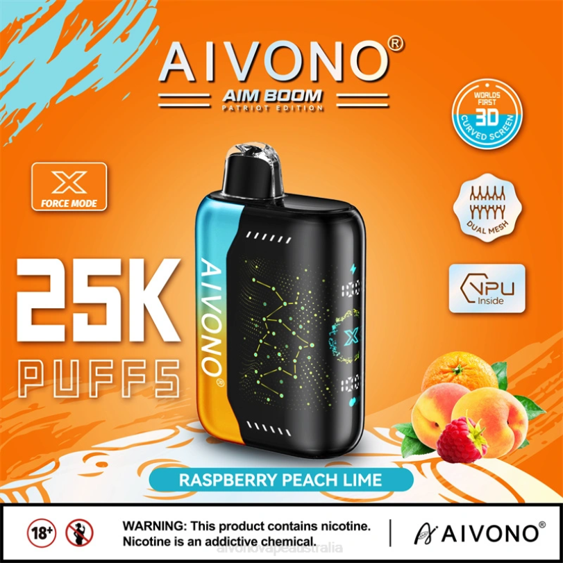 Aivono AIM BOOM 25000 Raspberry Peach Lime - T86D6350 Aivono Vape Review
