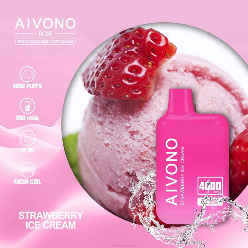 Aivono AIM BOXX 4000 Strawberry Ice Cream - T86D6221 Aivono Puffs