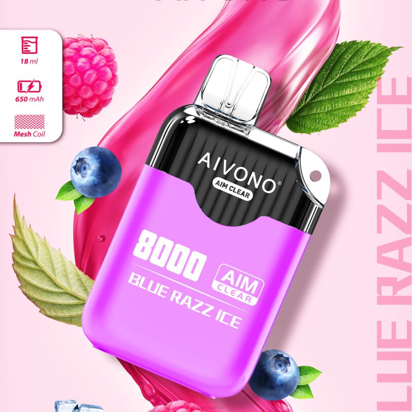 Aivono AIM CLEAR 8000 Blue Razz Ice - T86D6202 Aivono Vape Review