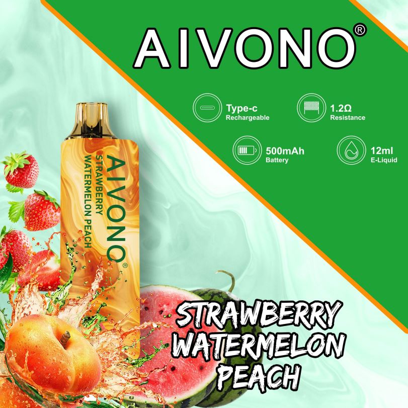 Aivono AIM GUN 7000 Strawberry Watermelon Peach - T86D6108 Aivono Vape Australia