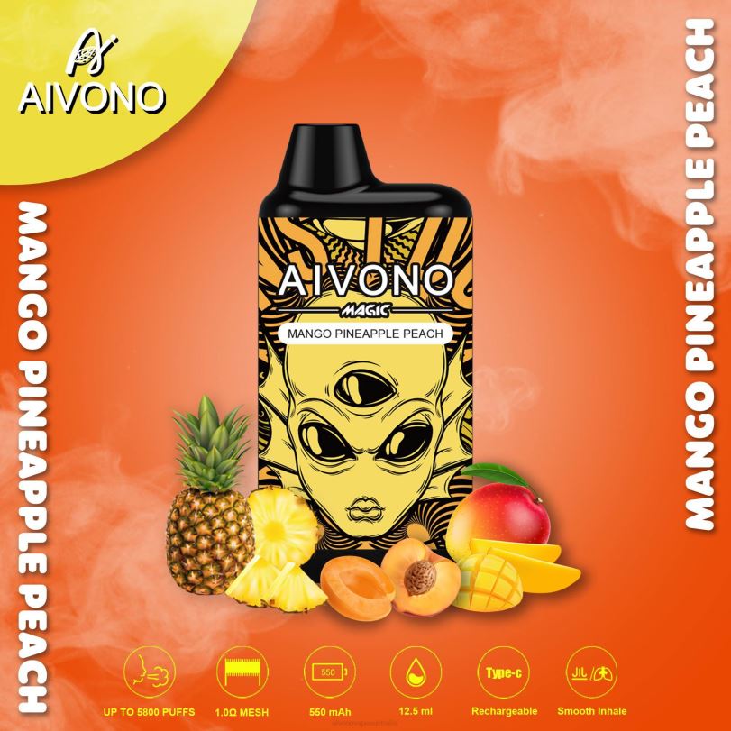 Aivono AIM MAGIC 5800 Mouth Box Cigarette Mango Pineapple Peach - T86D688 Aivono Vape Australia