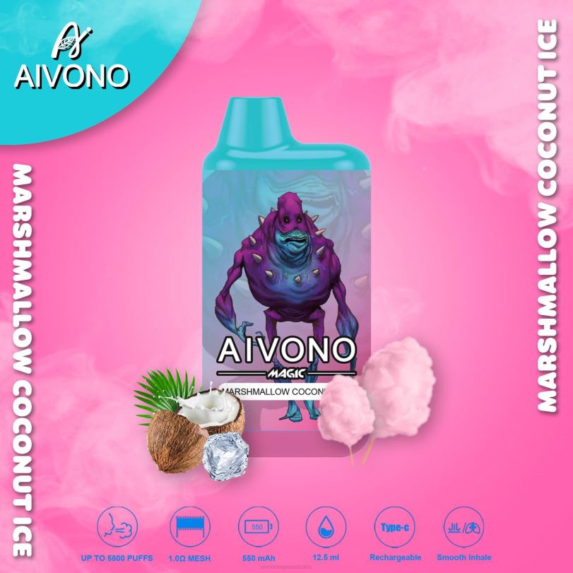 Aivono AIM MAGIC 5800 Mouth Box Cigarette Marshmallow Coconut Ice - T86D695 Aivono Vape Price
