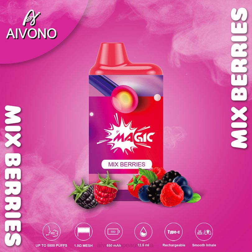 Aivono AIM MAGIC 5800 Mouth Box Cigarette Mix Berries - T86D6100 Aivono Vape Australia