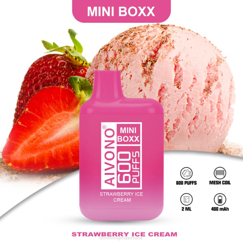 Aivono AIM MINI BOXX 600 Strawberry Ice Cream - T86D6232 Aivono Vape Australia