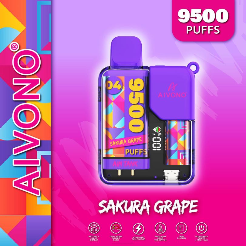 Aivono AIM TANK 9500 Sakura Grape - T86D636 Aivono Vape Australia