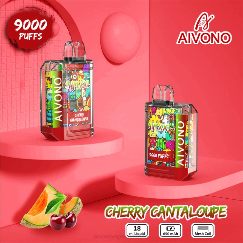 Aivono AIM XXL 9000 Mouth Sticker Transparent Cherry Cantaloupe - T86D657 Aivono Puffs