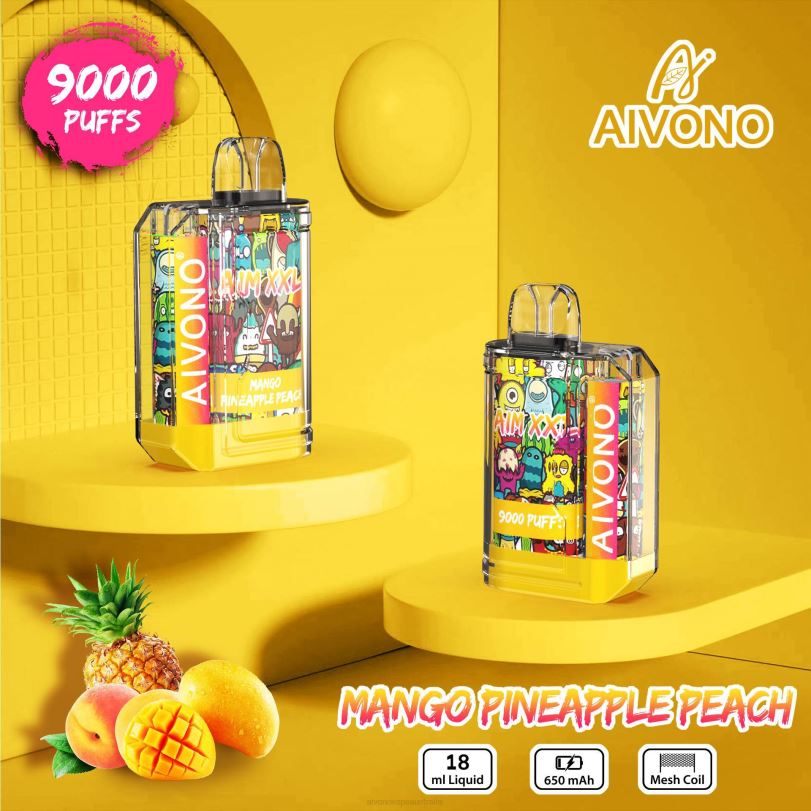 Aivono AIM XXL 9000 Mouth Sticker Transparent Mango Pineapple Peach - T86D649 Aivono Puffs