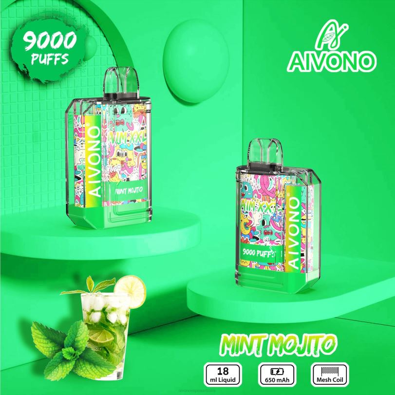Aivono AIM XXL 9000 Mouth Sticker Transparent Mint Mojito - T86D655 Aivono Vape Price