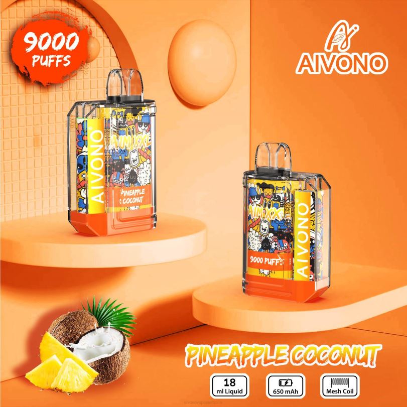 Aivono AIM XXL 9000 Mouth Sticker Transparent Pineapple Coconut - T86D652 Aivono Vape Australia