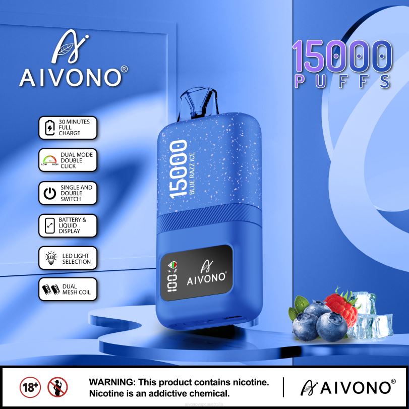Aivono AIM magic 15000 Blue Razz Ice - T86D664 Aivono Vape Australia