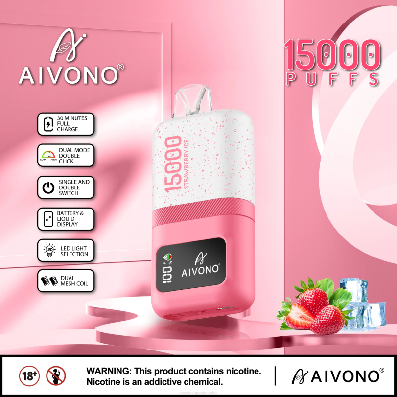 Aivono AIM magic 15000 Strawberry Ice - T86D671 Aivono Vape Price