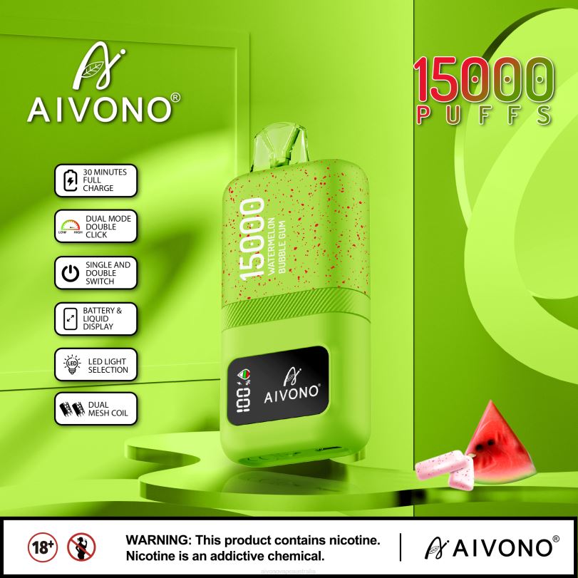Aivono AIM magic 15000 Watermelon Bubble Gum - T86D665 Aivono Puffs