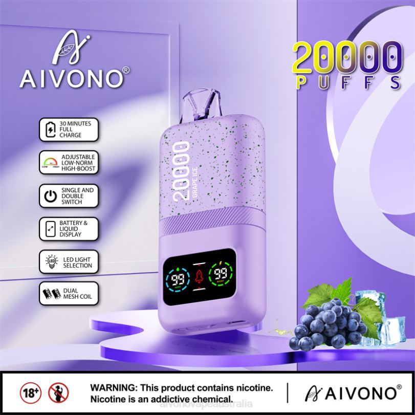 Aivono AIM magic 20000 Grape Ice - T86D686 Aivono Vape Review