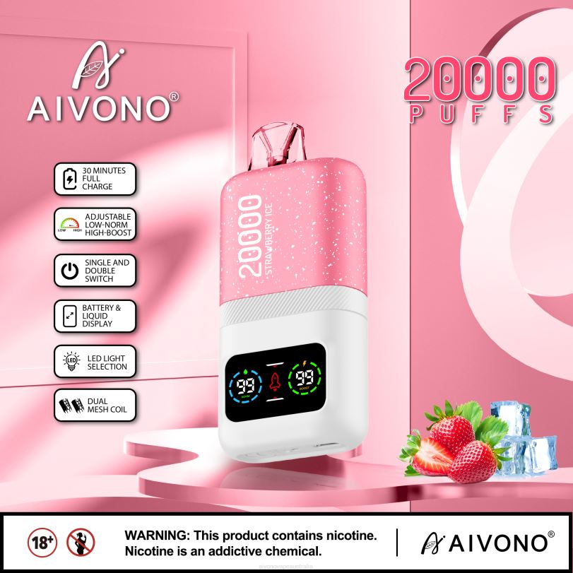 Aivono AIM magic 20000 Strawberry Ice - T86D674 Aivono Vape Review