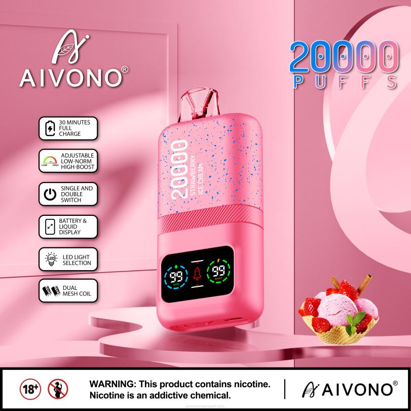 Aivono AIM magic 20000 Strawberry Ice Cream - T86D680 Aivono Vape Australia