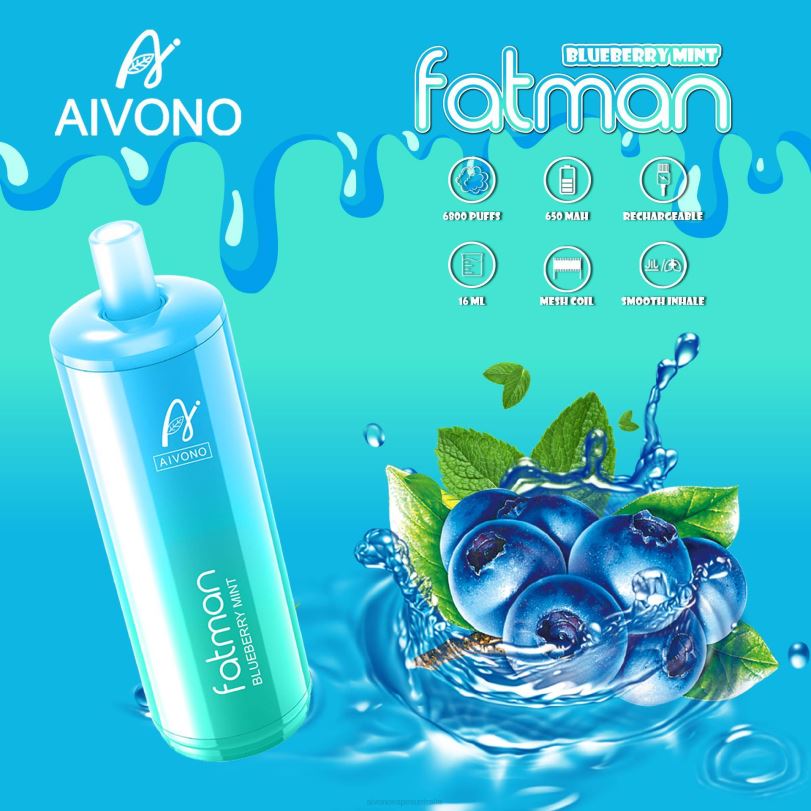 Aivono FATMAN 6800 Blueberry Mint - T86D622 Aivono Vape Review