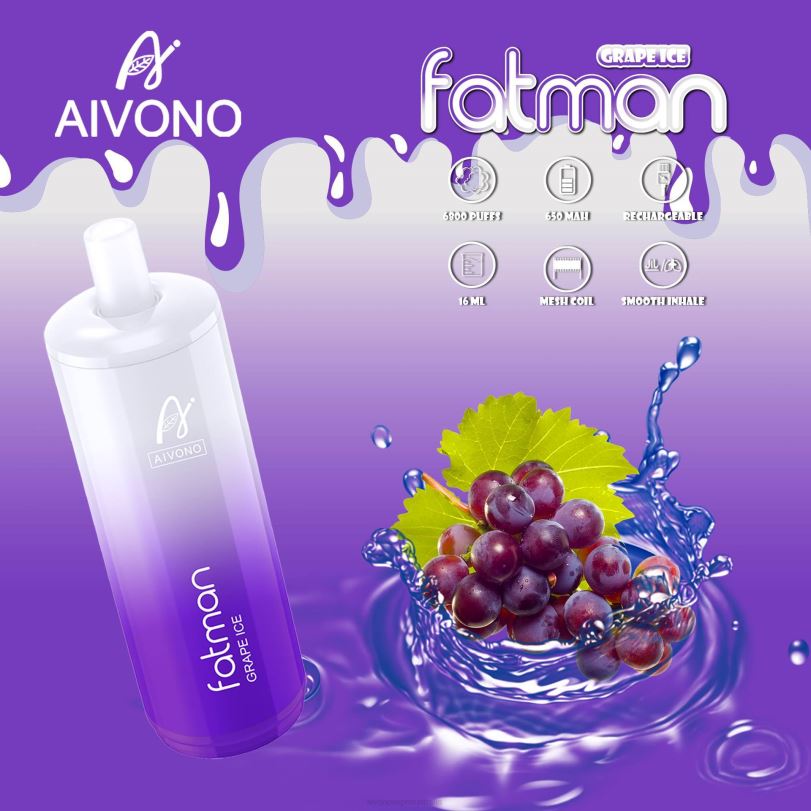 Aivono FATMAN 6800 Grape Ice - T86D624 Aivono Vape Australia