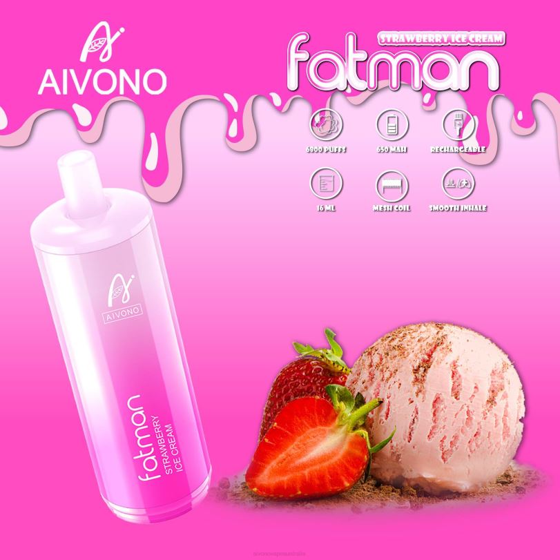 Aivono FATMAN 6800 Strawberry Ice Cream - T86D621 Aivono Puffs