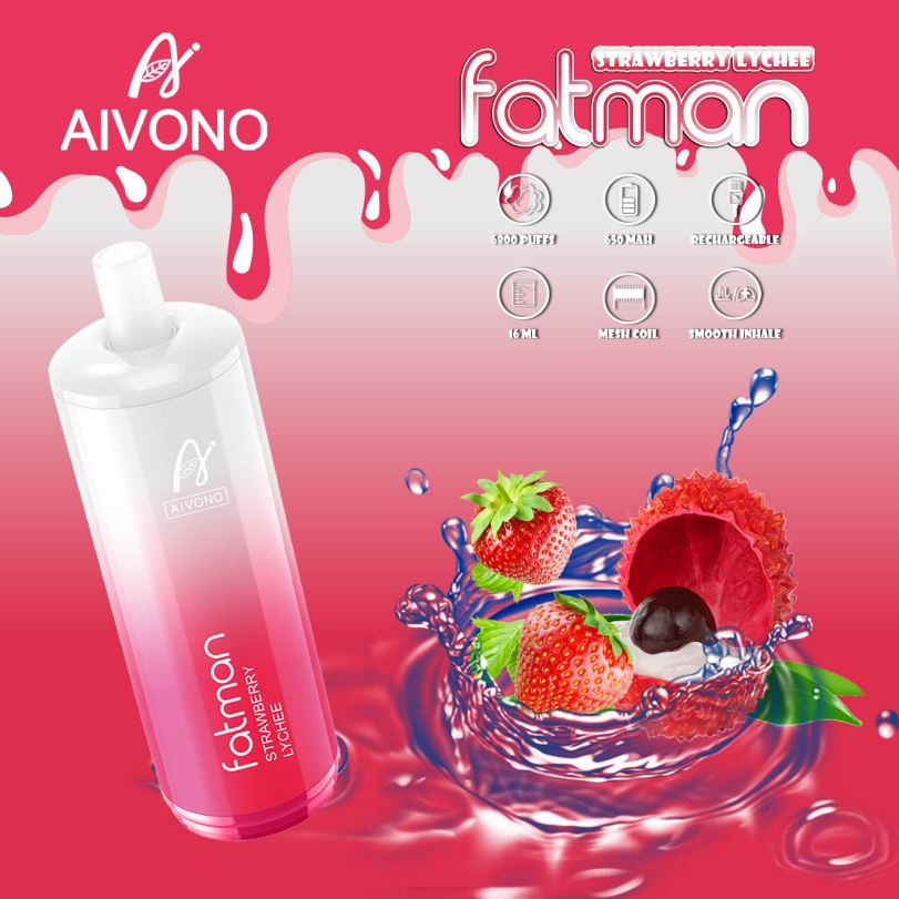 Aivono FATMAN 6800 Strawberry Lychee - T86D623 Aivono Vape Price