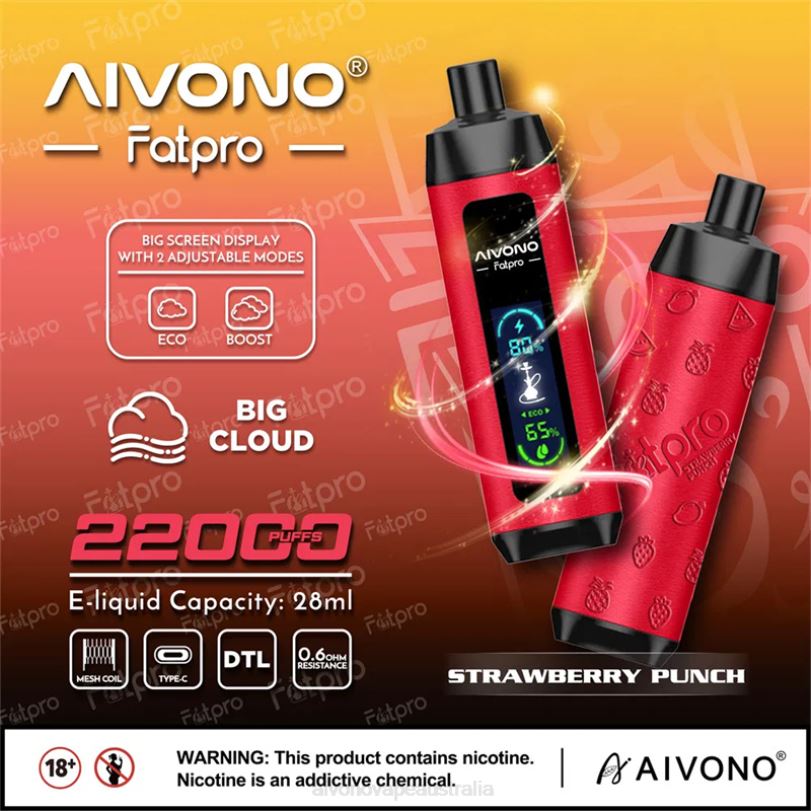 Aivono Fatpro 22000 Strawberry Punch - T86D68 Aivono Vape Australia