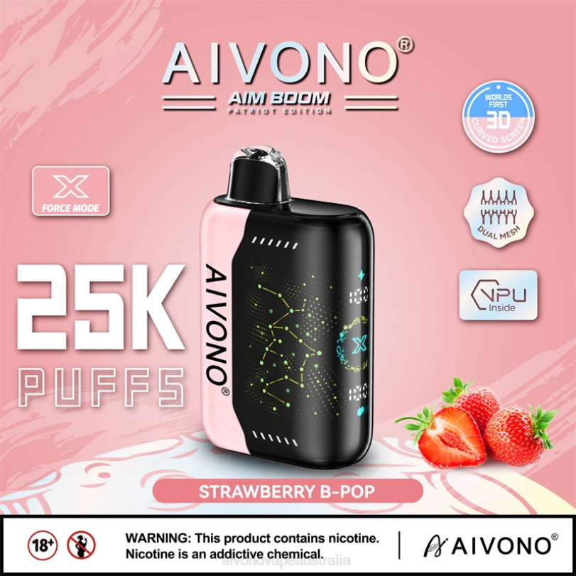 Aivono AIM BOOM 25000 Strawberry B-Pop - T86D6352 Aivono Vape Australia