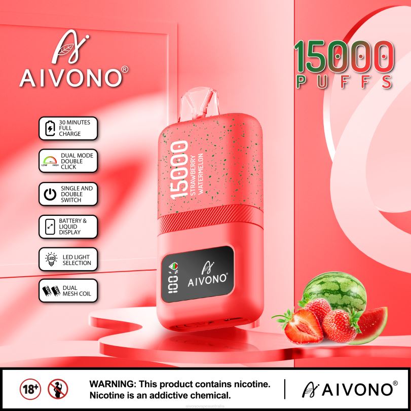 Aivono AIM magic 15000 Strawberry Watermelon - T86D658 Aivono Vape Review