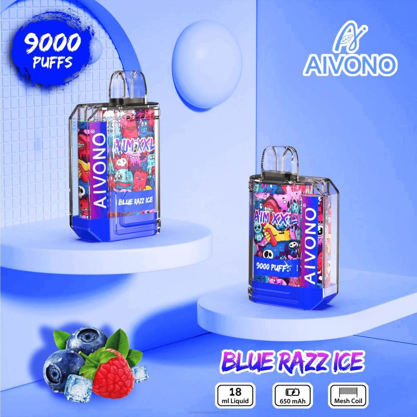 Aivono AIM XXL 9000 Mouth Sticker Transparent Blue Razz Ice - T86D654 Aivono Vape Review